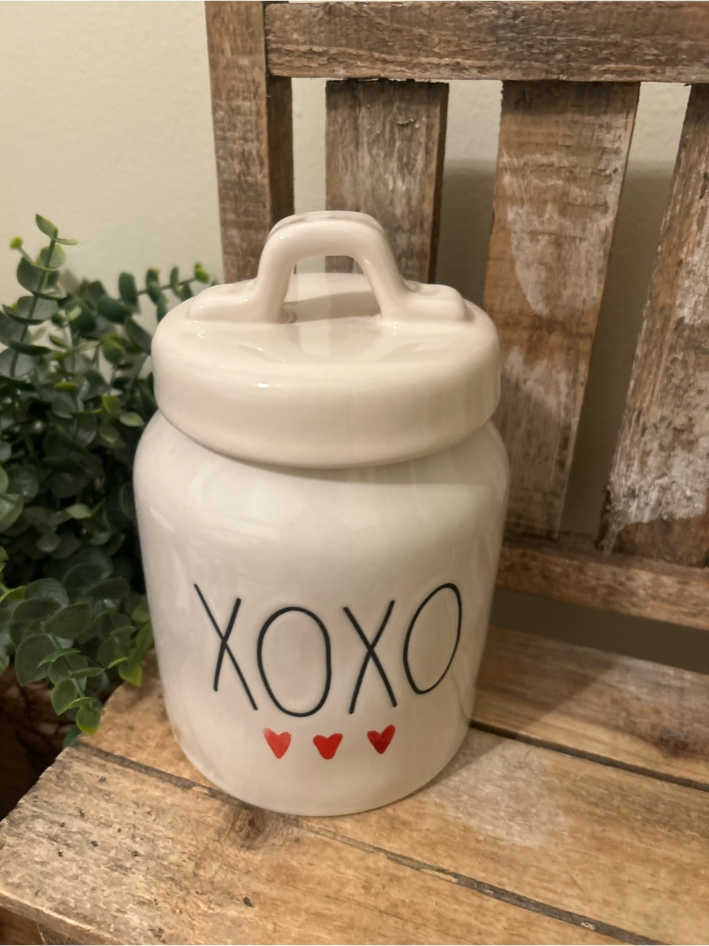 Rae Dunn White XOXO Valentine's Day Kitchen Canister with Hearts